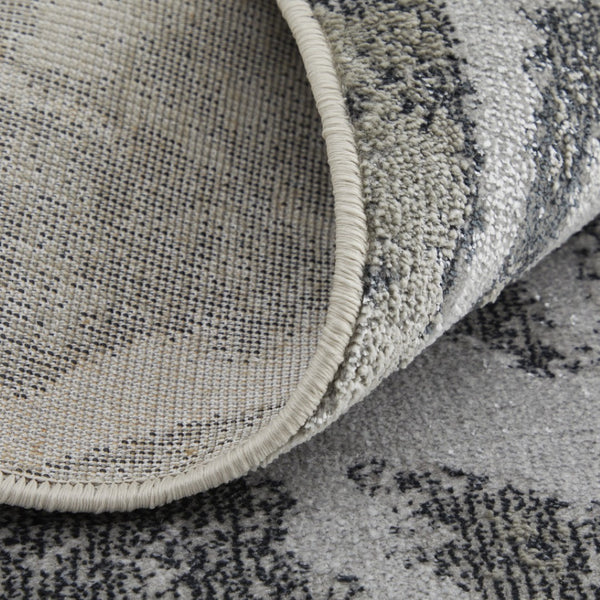 HomeRoots 4' Gray and Ivory Abstract Area Rug - Modern Power Loomed Design with Non-Skid Backing for Safety 8' Runner 512876