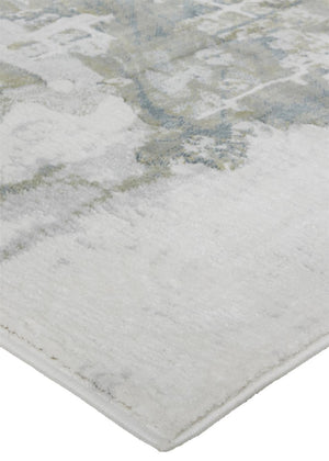 HomeRoots 5' Abstract Distressed Area Rug in Green, Gray, and Ivory - Stain-Resistant for High-Traffic Spaces 8' X 10' 512881