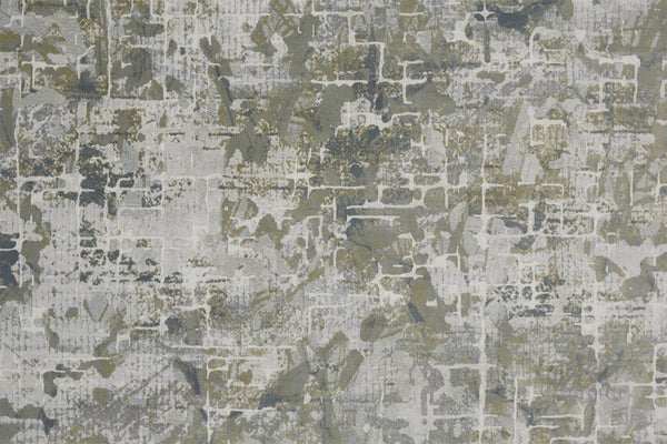 HomeRoots 5' Abstract Distressed Area Rug in Green, Gray, and Ivory - Stain-Resistant for High-Traffic Spaces 8' X 10' 512881