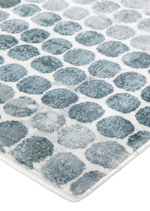 Homeroots 3' X 5' Blue And Gray Polka Dots Distressed Stain Resistant Area Rug  Polypropylene 512886