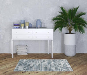 Homeroots 3' X 5' Blue And Gray Polka Dots Distressed Stain Resistant Area Rug  Polypropylene 512886