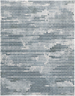 Homeroots 5' X 8' Blue And Gray Polka Dots Distressed Stain Resistant Area Rug  Polypropylene 512887