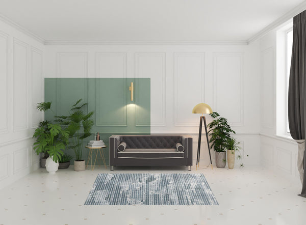 Homeroots 5' X 8' Blue And Gray Polka Dots Distressed Stain Resistant Area Rug  Polypropylene 512887