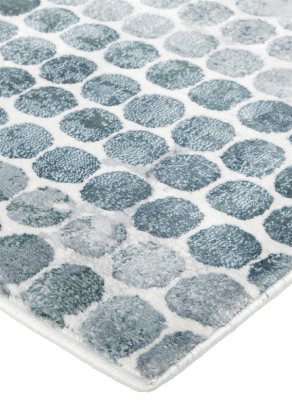 Homeroots 8' X 10' Blue And Gray Polka Dots Distressed Stain Resistant Area Rug  Polypropylene 512888