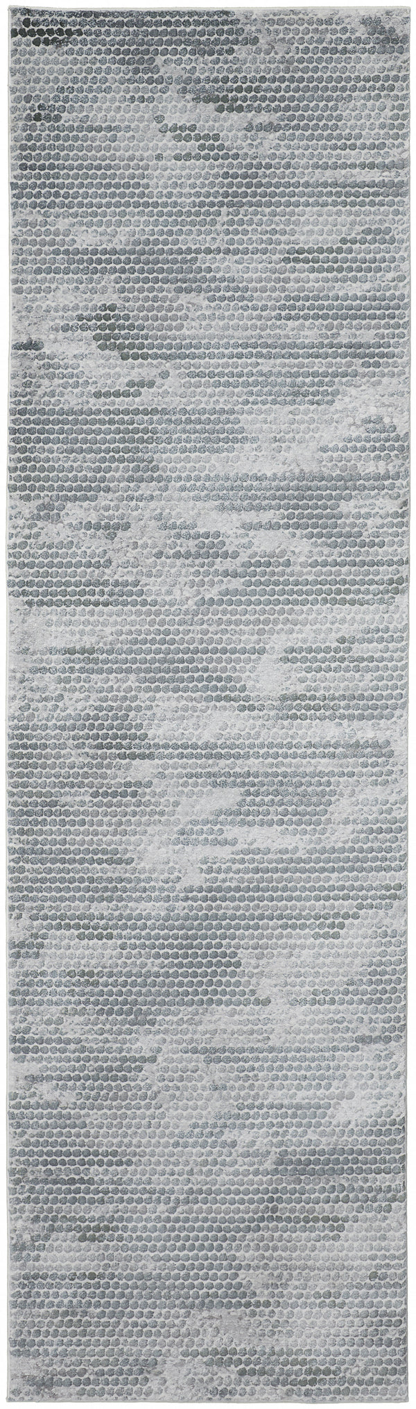 Homeroots 8' Blue And Gray Polka Dots Distressed Stain Resistant Runner Rug  Polypropylene 512891
