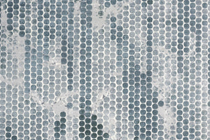 Homeroots 8' Blue And Gray Polka Dots Distressed Stain Resistant Runner Rug  Polypropylene 512891