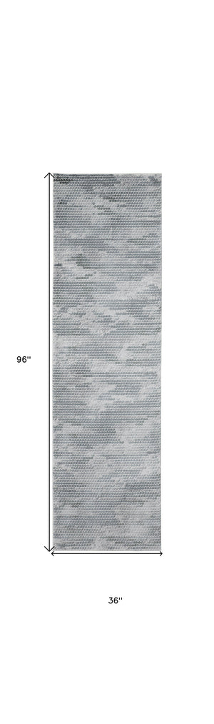 Homeroots 8' Blue And Gray Polka Dots Distressed Stain Resistant Runner Rug  Polypropylene 512891