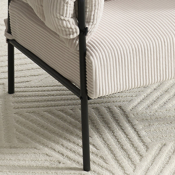 English Elm TS Modern decorative chair with plush teddy fleece upholstery and gold metal legs for luxe comfort and style Creamy White W2311P308063