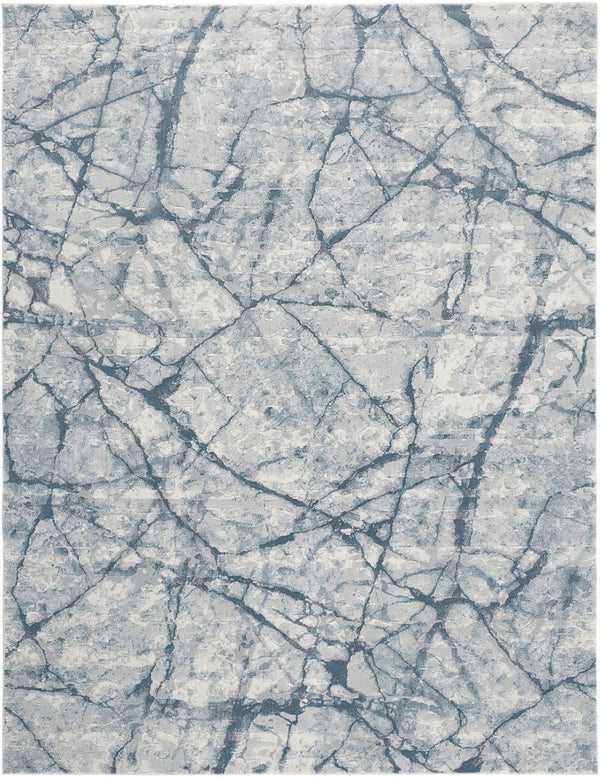 HomeRoots 5' Blue Gray and Ivory Abstract Distressed Area Rug - Stain Resistant, Modern Design for Any Space 8' X 10' 512895