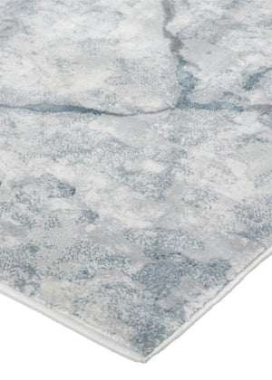 HomeRoots 5' Blue Gray and Ivory Abstract Distressed Area Rug - Stain Resistant, Modern Design for Any Space 8' X 10' 512895