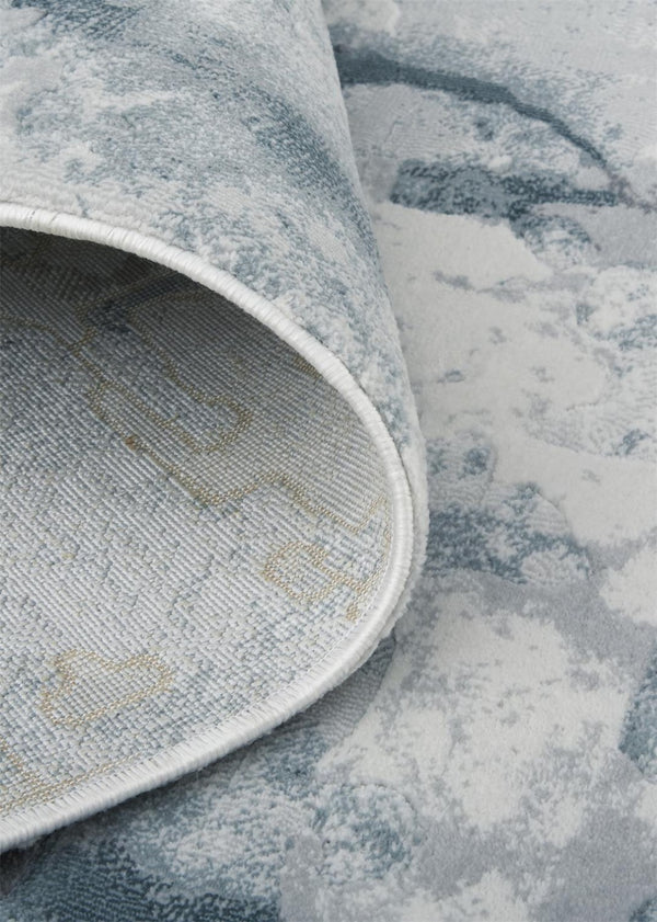 HomeRoots 5' Blue Gray and Ivory Abstract Distressed Area Rug - Stain Resistant, Modern Design for Any Space 8' X 10' 512895