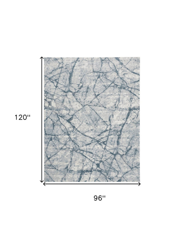 HomeRoots 5' Blue Gray and Ivory Abstract Distressed Area Rug - Stain Resistant, Modern Design for Any Space 8' X 10' 512895