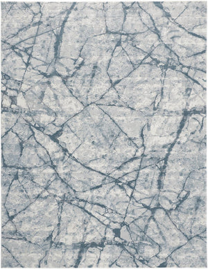 HomeRoots 5' Blue Gray and Ivory Abstract Distressed Area Rug - Stain Resistant, Modern Design for Any Space 10' X 13' 512896