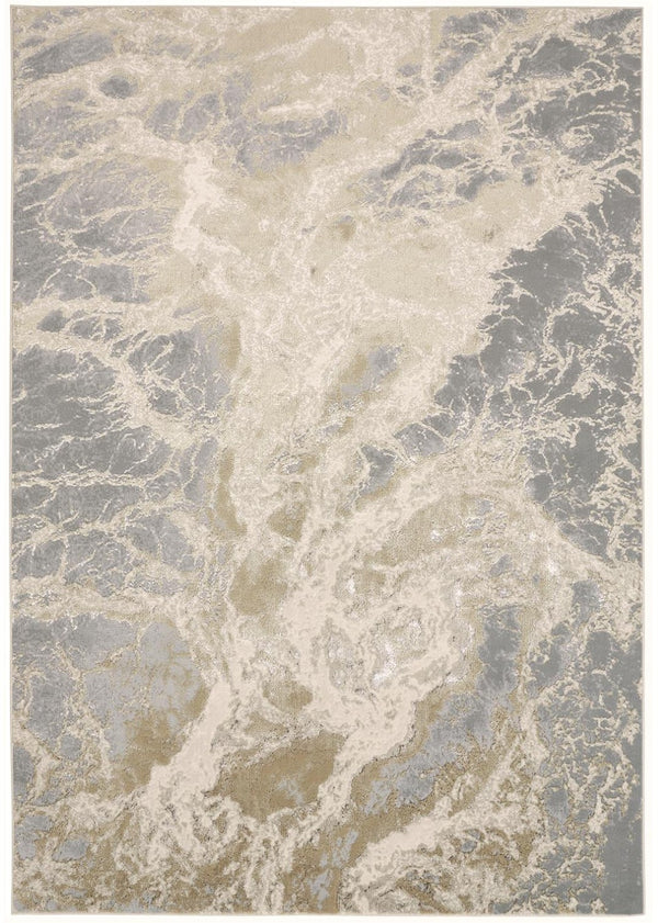 HomeRoots 4' Elegant Ivory Tan and Gray Abstract Area Rug - Soft, Durable Design for Modern Spaces and Style 4' X 6' 512907