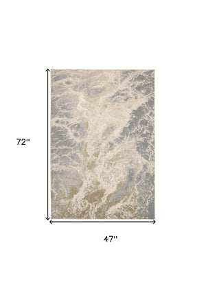 HomeRoots 4' Elegant Ivory Tan and Gray Abstract Area Rug - Soft, Durable Design for Modern Spaces and Style 4' X 6' 512907