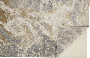 HomeRoots 4' Elegant Ivory Tan and Gray Abstract Area Rug - Soft, Durable Design for Modern Spaces and Style 5' X 8' 512908