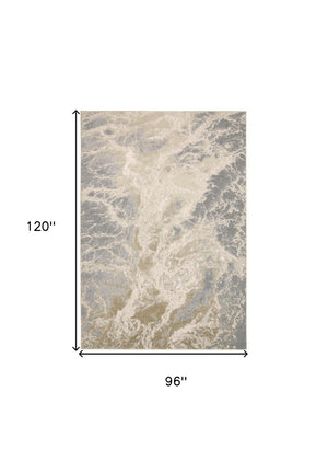 HomeRoots 4' Elegant Ivory Tan and Gray Abstract Area Rug - Soft, Durable Design for Modern Spaces and Style 8' X 10' 512909