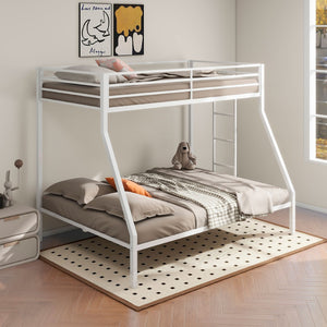 English Elm Metal Twin Over Full Bunk Bed Steel Frame with Guardrails for Kids or Guest Rooms White B016P469309