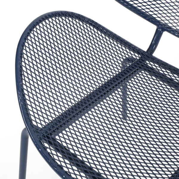 English Elm Christopher Knight Home® - ELBA Modern Mesh Shell Chat Set with Powder-Coated Iron Frame, Retro Minimal Outdoor Seating Navy Blue N775P250740N