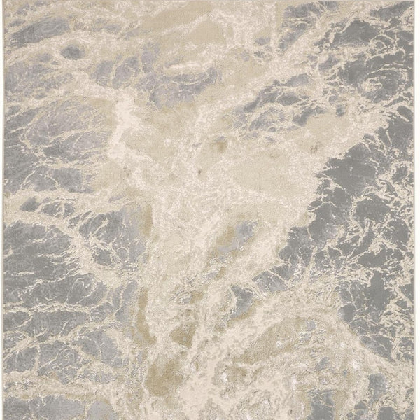 HomeRoots 4' Elegant Ivory Tan and Gray Abstract Area Rug - Soft, Durable Design for Modern Spaces and Style 7' X 10' 512910