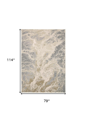 HomeRoots 4' Elegant Ivory Tan and Gray Abstract Area Rug - Soft, Durable Design for Modern Spaces and Style 7' X 10' 512910