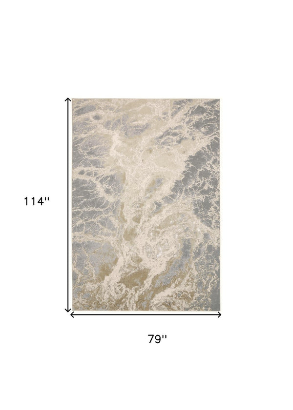 HomeRoots 4' Elegant Ivory Tan and Gray Abstract Area Rug - Soft, Durable Design for Modern Spaces and Style 7' X 10' 512910