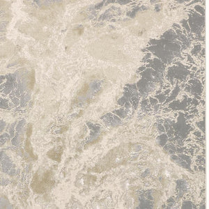 HomeRoots 4' Elegant Ivory Tan and Gray Abstract Area Rug - Soft, Durable Design for Modern Spaces and Style 7' X 10' 512910