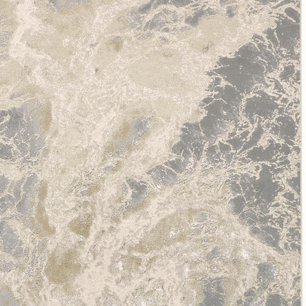 HomeRoots 4' Elegant Ivory Tan and Gray Abstract Area Rug - Soft, Durable Design for Modern Spaces and Style 7' X 10' 512910