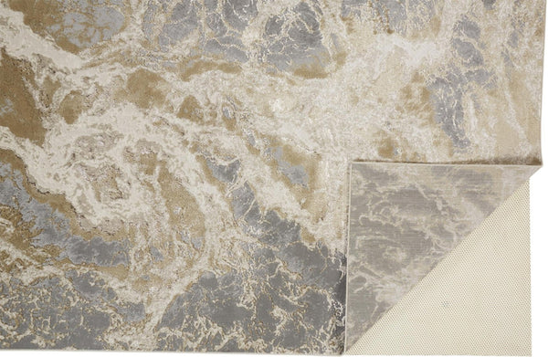HomeRoots 4' Elegant Ivory Tan and Gray Abstract Area Rug - Soft, Durable Design for Modern Spaces and Style 9' X 12' 512911