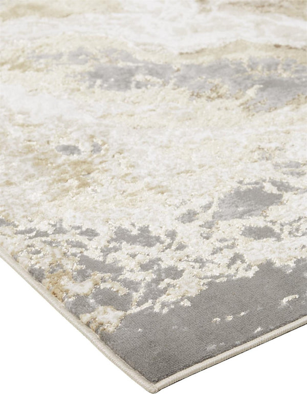 HomeRoots 4' Elegant Ivory Tan and Gray Abstract Area Rug - Soft, Durable Design for Modern Spaces and Style 10' X 13' 512913