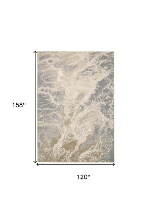 HomeRoots 4' Elegant Ivory Tan and Gray Abstract Area Rug - Soft, Durable Design for Modern Spaces and Style 10' X 13' 512913