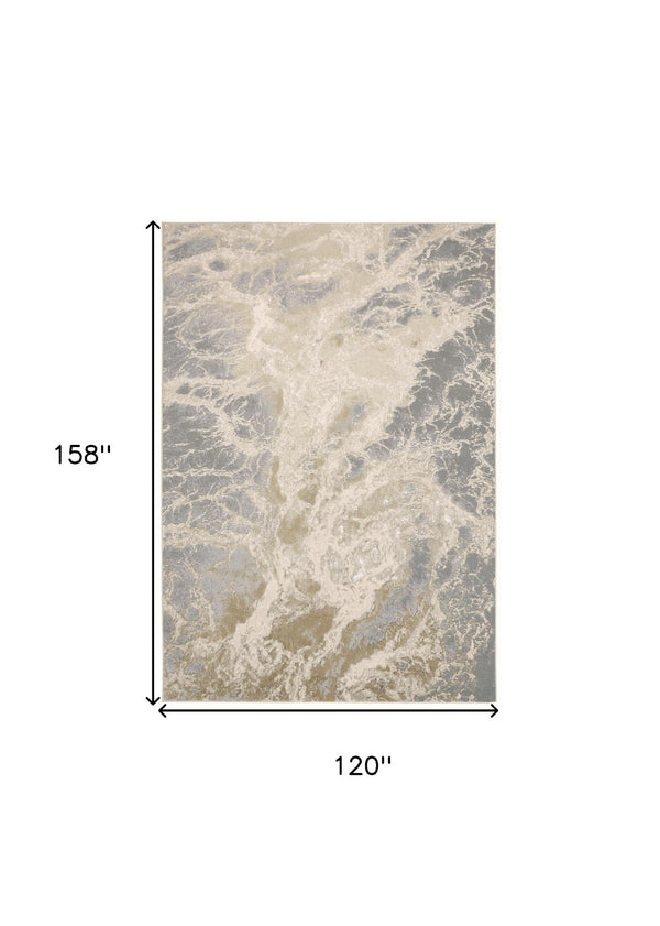 HomeRoots 4' Elegant Ivory Tan and Gray Abstract Area Rug - Soft, Durable Design for Modern Spaces and Style 10' X 13' 512913