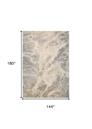 HomeRoots 4' Elegant Ivory Tan and Gray Abstract Area Rug - Soft, Durable Design for Modern Spaces and Style 12' X 15' 512915
