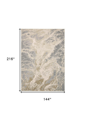 HomeRoots 4' Elegant Ivory Tan and Gray Abstract Area Rug - Soft, Durable Design for Modern Spaces and Style 12' X 18' 512916