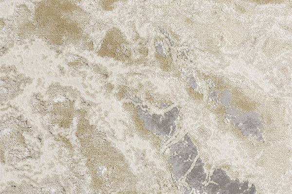 HomeRoots 4' Elegant Ivory Tan and Gray Abstract Area Rug - Soft, Durable Design for Modern Spaces and Style 12' X 18' 512916