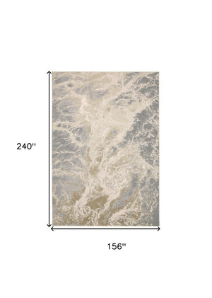 HomeRoots 4' Elegant Ivory Tan and Gray Abstract Area Rug - Soft, Durable Design for Modern Spaces and Style 13' X 20' 512917