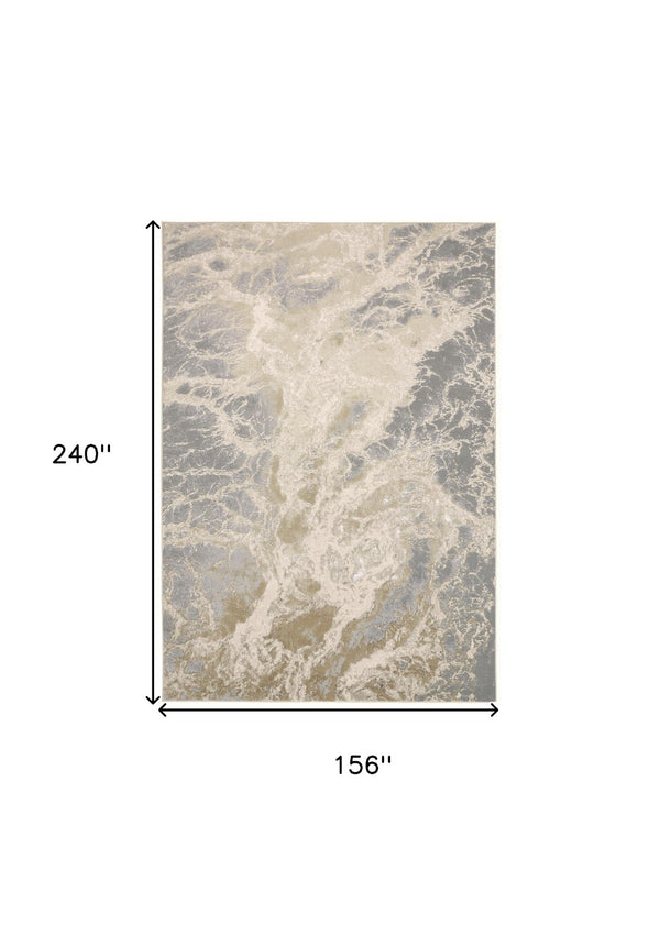 HomeRoots 4' Elegant Ivory Tan and Gray Abstract Area Rug - Soft, Durable Design for Modern Spaces and Style 13' X 20' 512917