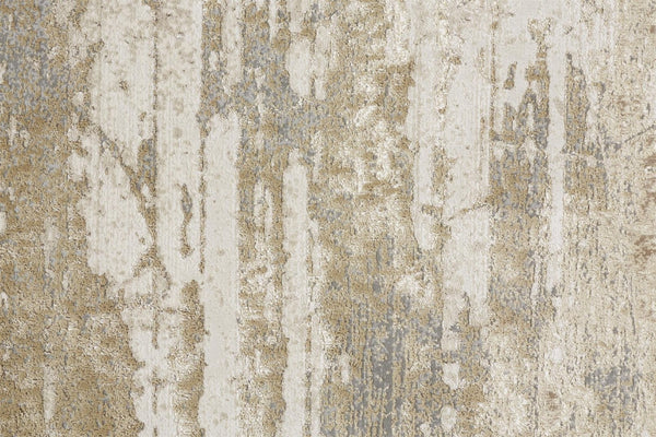 HomeRoots 4' Modern Abstract Area Rug in Ivory, Gold & Gray - Stylish, Durable Design for Any Room Decor 5' X 8' 512919