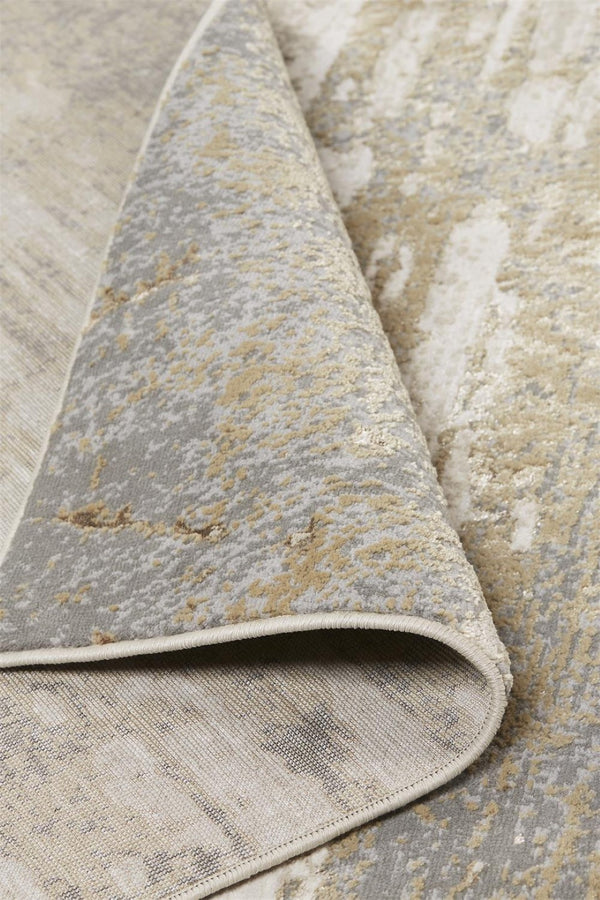 HomeRoots 4' Modern Abstract Area Rug in Ivory, Gold & Gray - Stylish, Durable Design for Any Room Decor 7' X 10' 512920