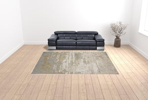 HomeRoots 4' Modern Abstract Area Rug in Ivory, Gold & Gray - Stylish, Durable Design for Any Room Decor 9' X 12' 512921