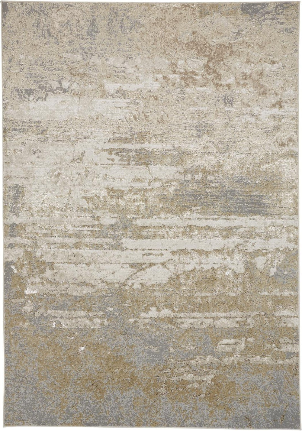 HomeRoots 4' Modern Abstract Area Rug in Ivory, Gold & Gray - Stylish, Durable Design for Any Room Decor 12' X 15' 512925