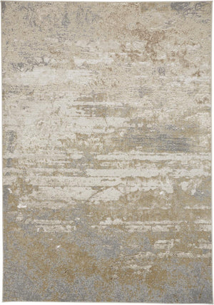 HomeRoots 4' Modern Abstract Area Rug in Ivory, Gold & Gray - Stylish, Durable Design for Any Room Decor 12' X 15' 512925