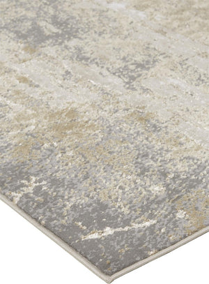 HomeRoots 4' Modern Abstract Area Rug in Ivory, Gold & Gray - Stylish, Durable Design for Any Room Decor 13' X 20' 512927
