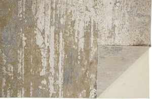 HomeRoots 4' Modern Abstract Area Rug in Ivory, Gold & Gray - Stylish, Durable Design for Any Room Decor 13' X 20' 512927
