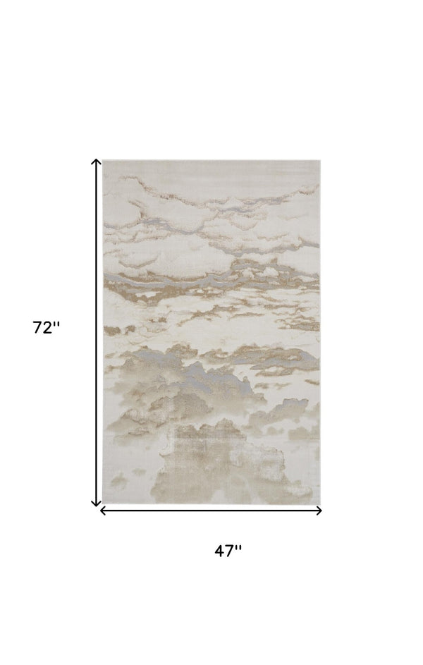 HomeRoots 4' Brown and Ivory Abstract Area Rug - Modern Comfort for Living Rooms, Bedrooms, and Entryways 4' X 6' 512928