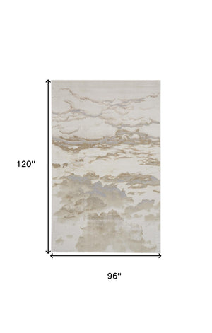 HomeRoots 4' Brown and Ivory Abstract Area Rug - Modern Comfort for Living Rooms, Bedrooms, and Entryways 8' X 10' 512930