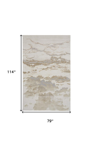 HomeRoots 4' Brown and Ivory Abstract Area Rug - Modern Comfort for Living Rooms, Bedrooms, and Entryways 7' X 10' 512931