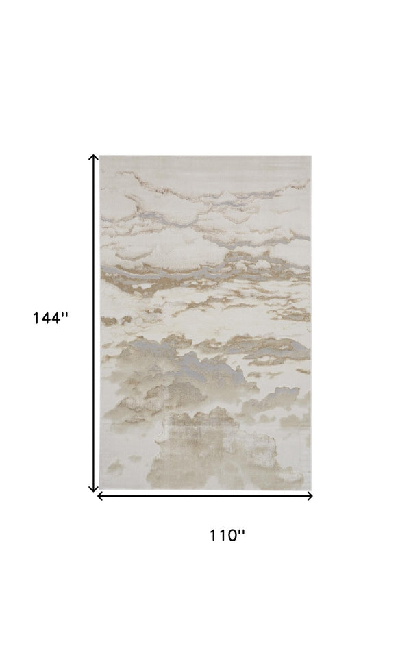 HomeRoots 4' Brown and Ivory Abstract Area Rug - Modern Comfort for Living Rooms, Bedrooms, and Entryways 9' X 12' 512932