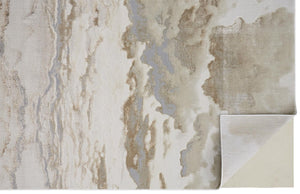 HomeRoots 4' Brown and Ivory Abstract Area Rug - Modern Comfort for Living Rooms, Bedrooms, and Entryways 9' X 12' 512932