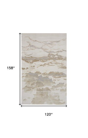 HomeRoots 4' Brown and Ivory Abstract Area Rug - Modern Comfort for Living Rooms, Bedrooms, and Entryways 10' X 13' 512933